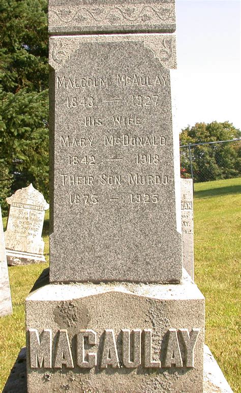 Mary Mcdonald Macaulay M Morial Find A Grave