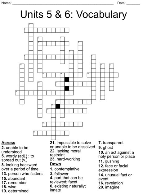 Vocab6 Crossword Wordmint