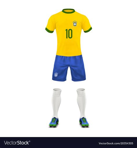 Realistic soccer uniform of a brazil team Vector Image