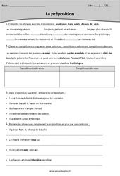 Prépositions CM2 Exercice évaluation révision leçon pdf à imprimer