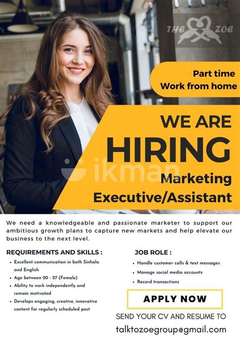 Marketing Executive Part Time Vacancy Colombo Ikmanjobs