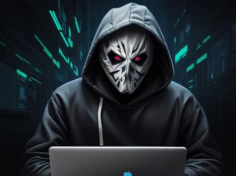 Hacker Y Concepto De Malware Peligroso Hombre Hacker Encapuchado Usando