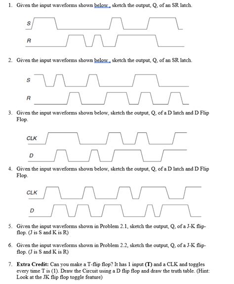 Solved 1 Given The Input Waveforms Shown Below Sketch The Chegg