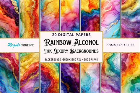 Rainbow Alcohol Ink Luxury Backgrounds Graphic By Regulrcrative