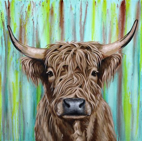 Scottish Highland Bull By Michelle Mardis Painting Oil Acrylic