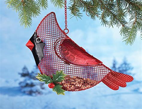 Red Cardinal Glass Wings Christmas Winter Outdoor Bird Feeder Holiday ...