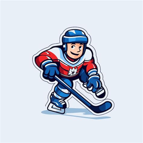 Jugador de hockey sobre hielo con el palo y el disco Ilustración