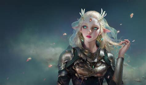 Fantasy Elf Hd Woman Pointed Ears Blonde Armor Aqua Eyes Hd Wallpaper Rare Gallery