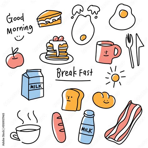 Cute Breakfast Vector Illustration Stock Vector | Adobe Stock