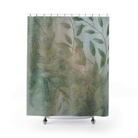 Spring Shower Curtain Green Leaves Shower Curtain Nature Scenery Shower