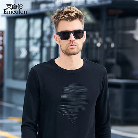 Buy Enjeolon Brand New Long Sleeve Sweatshirts Men O Neck Black Printing