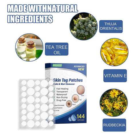 EELHOE Skin T-ag Remover Patches Mole Wart Removing Sticker Natural