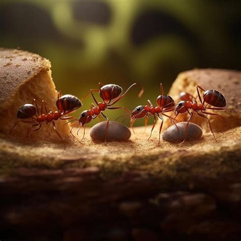 Premium AI Image | Macro photography of A colony of ants carrying food ...