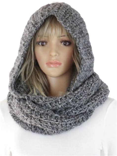 UPAIRC Womens Winter Knitted Hood Scarf Hat Neck Warm Hooded Scarves ...