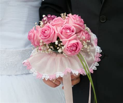 Wedding Bouquet of Pink Roses Stock Photo - Image of floral, roses ...