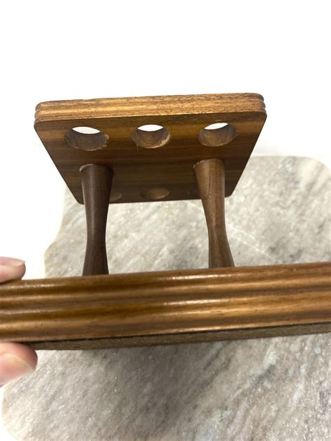 Vintage Pipe Stand Walnut Wood Mcm 6 Hole Tobbaciana Brown Retro Etsy