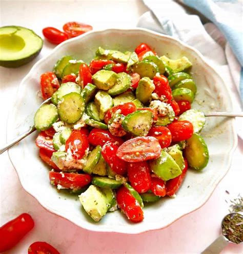 Balsamic Tomato Cucumber And Avocado Salad { Paleo Option Gf}