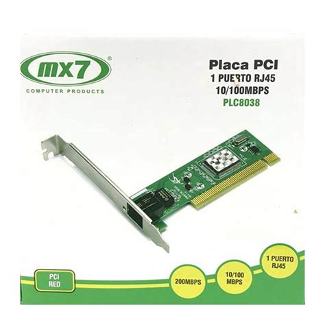 PLACA DE RED PCI 10 100MBPS CHIP REALTEK RJ45 MX7 PLC8038