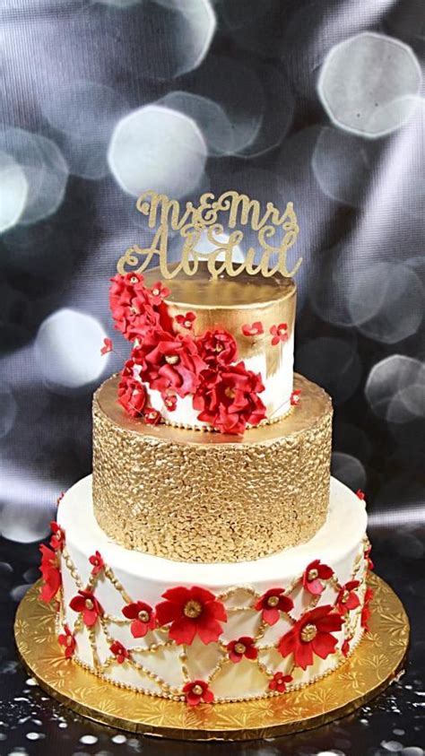 Red And Gold Wedding Cake Wedding Cake Red Gold Wedding Cake