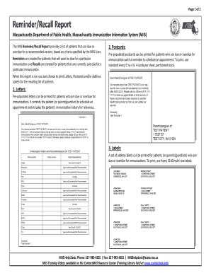 Fillable Online Reminder Recall Report Fax Email Print PdfFiller