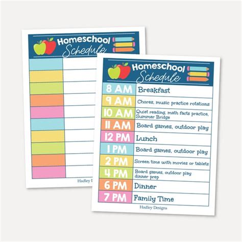 Homeschool Schedule Printable Kids Daily Routine Chart Etsy