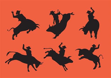 Bull Rider Silhouettes 100644 Vector Art at Vecteezy