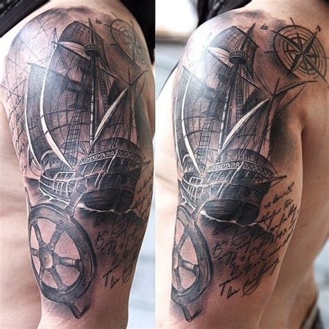 Ship Sleeve Upper Arm Tattoo By Miguel Arm Tattoo Ship Tattoo