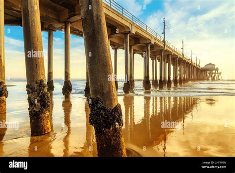 The Huntington Beach Pier At Sunset California Stock Photo Alamy