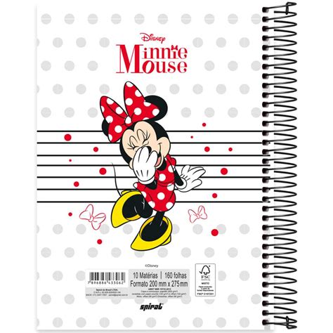 Caderno Universitário Capa Dura 10x1 160 Folhas Disney Minnie