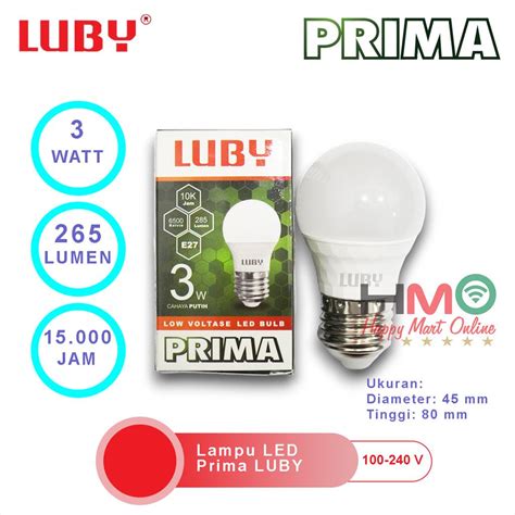 Jual Luby Lampu LED Prima Bohlam 3 Watt Cahaya Putih 3W Cool Day Light