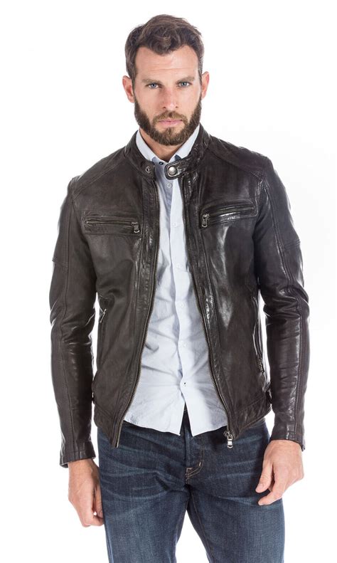 Herren Schwarze Lederjacke