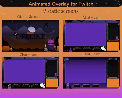 Animated Halloween Overlay Twitch Package, Spooky Season Overlay, Cute ...