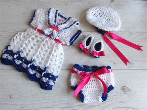 Crochet Baby Sailor Dress Set Share A Pattern