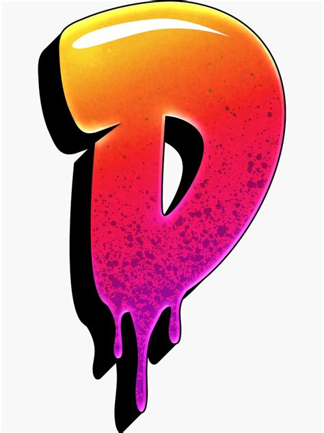 Graffiti Letters D Letter Colorful Paint Splash Style Sticker For