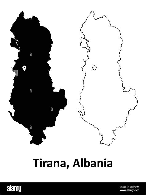 Tirana Albania Detailed Country Map With Capital City Location Pin