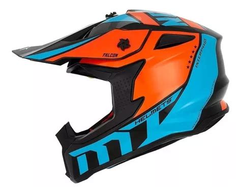 Casco Motocross Mt Falcon Interpose B Naranja Brillo Mx