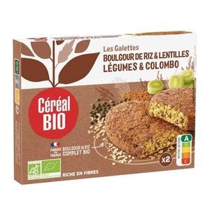 Céréal Bio 2 Galettes végétales boulgour de riz Légumes et épices colombo