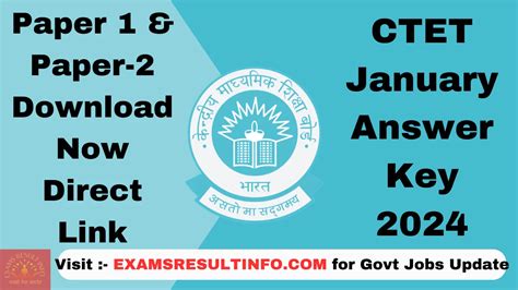 Ctet Answer Key 2024outdownload Paper 1 And Paper 2