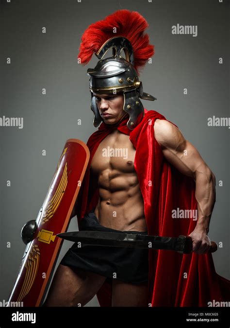 Male Dressed In Roman Armor Stock Photo Alamy