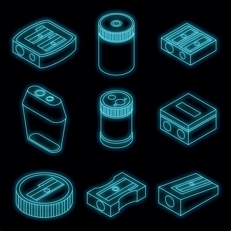 Sharpener Icon Set Vector Neon 8886780 Vector Art At Vecteezy