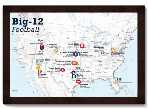 Big 12 Map College Football Teams and Stadiums (2024) | GeoJango ...