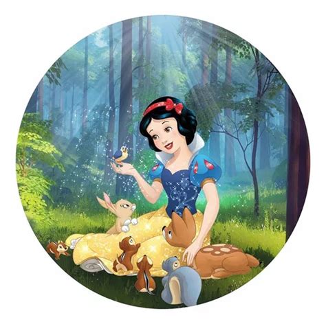 Painel Festa Redondo Branca De Neve 3d Sublimado 1 50 Diam