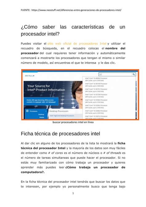 PDF Cómo saber las características de un procesador intel de