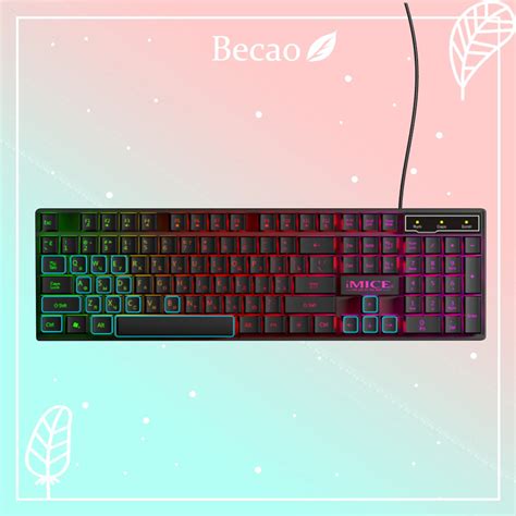 Jual Becao Keyboard Backlit Gamer USB104 Karet Keycap RGB Kabel