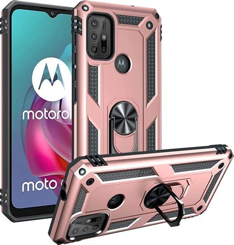 Coque Pour Motorola Moto G10 G20 G30 Double Couche Hybride Armure Tpu Pc Antichoc Case Housse Or