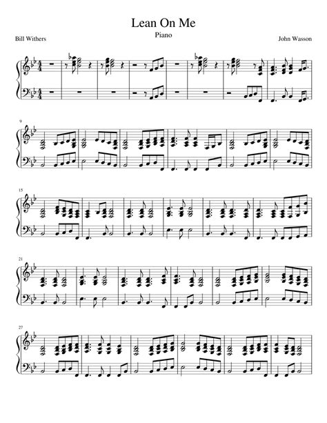 Lean On Me Piano Sheet Music For Piano Solo