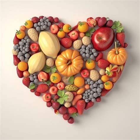 Premium AI Image | A heart shaped fruit display with a variety of fruits.