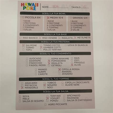 Menu Da Hawaii Poke Ristorante Asti