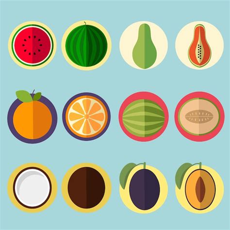 Colecci N De Iconos De Frutas Vector Gratis