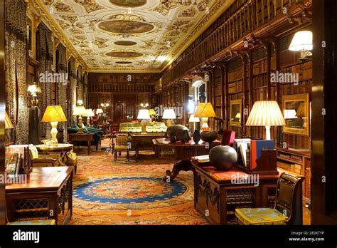 Library Chatsworth House Derbyshire England Stock Photo Alamy